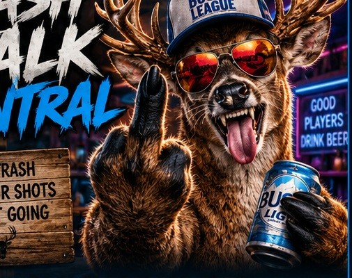 Busch League deer giving the middle finger